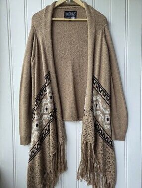 Powder River Outfitters Panhandle Open Front Southwestern Knit Cardigan Large